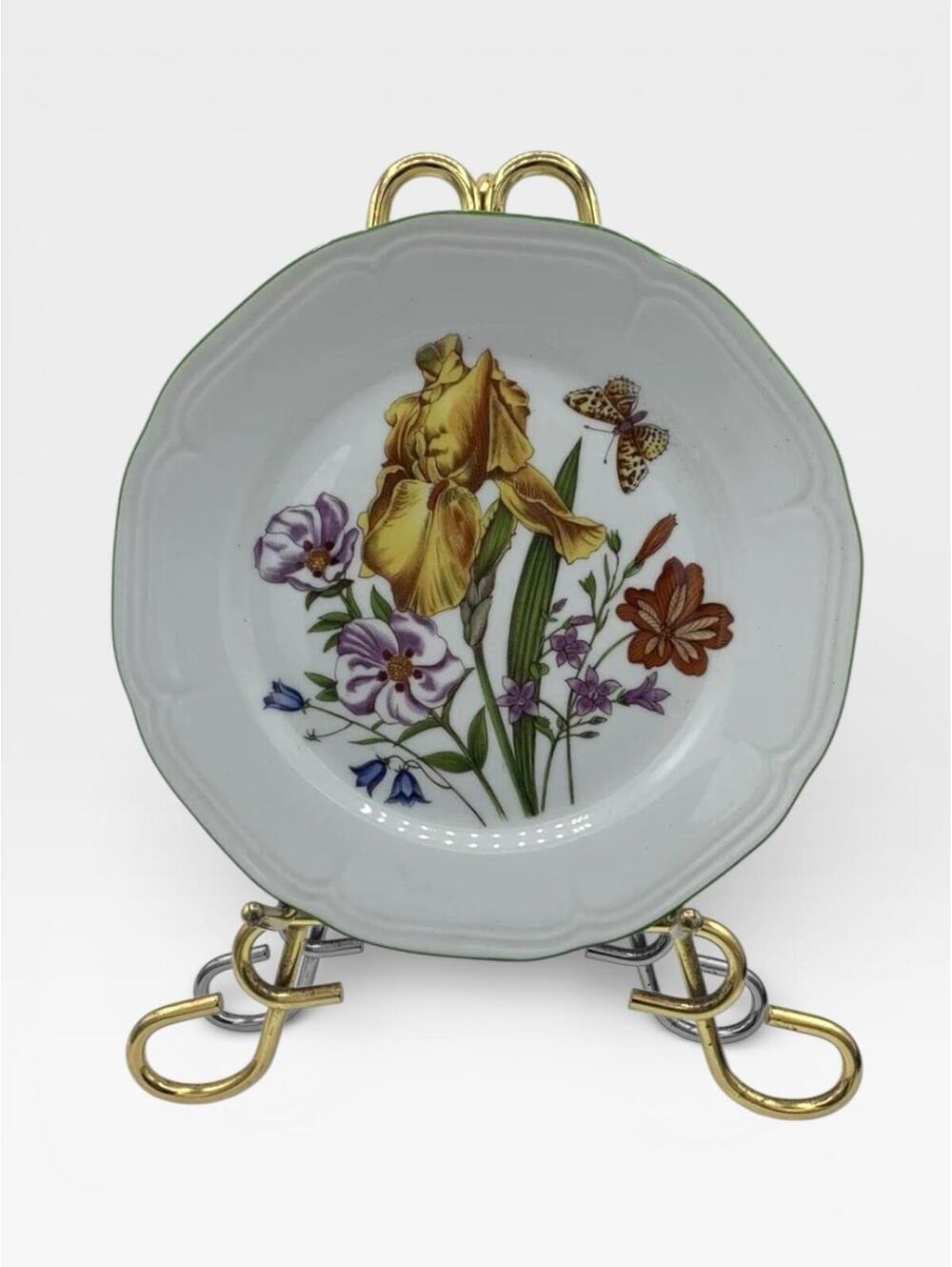 Bareuther Waldsassen Bavaria Floral Salad Plate 7.75” Iris Butterfly Decorative